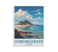 Adult Paint by Numbers，St Michael's Mount England Vintage Travel Poster，DIY Paint by Numbers for Adults and Kids Painting by Numbers on Canvas Art Crafts Gift for Home Wall Decorations（50x60cm）-AF15