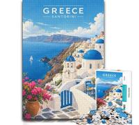 Adult Paper Jigsaw Puzzle Greece Santorini Travel 1000pcs (52x38cm) | For festive family time away from screens: 1000-piece jigsaw puzzle for adults suits quiet days around New Year.