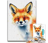 Adult Paper Jigsaw Puzzle Smiling Fox Watercolor 1000pcs (38x26cm) | A New Year screen-free activity on quiet New Year evenings for steady concentration.