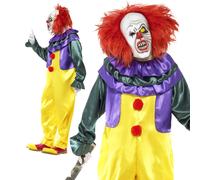 Smiffys Classic Horror Clown Costume, Multi-Coloured (Size L)
