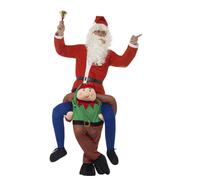 Adults Green Red Christmas Festive Funny Stag Do Nativity Piggyback Elf Costume