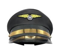 Adult Pilot Cap - Professional Style for Airline Crew, Metal Wing Badge Design, 120g Light Weight + Internal Sweatband Liner, T