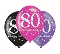 Adult Pink Celebration 80th Birthday Latex Balloons