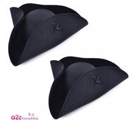 Adult Pirate Tricorn Hats Black/Brown Caribbean Captain Jack Unisex Fancy Dress