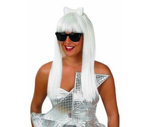 Adult Platinum Long Blonde Pop Diva Wig & Sunglasses for Pop Star Icon Costume