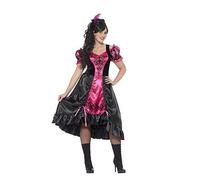 Smiffys Curves Sassy Saloon Costume, XXL - UK Size 24-26,Pink