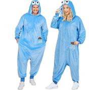 Adult Plush Blue Sweets Monster All In One Fancy Dress Costume