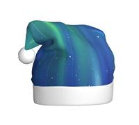 Adult plush Christmas hat HJFCZH Blue Aurora Borealis Prints soft and comfortable for parties dances Halloween