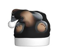 Adult plush Christmas hat HJFCZH Cute little grizzly bear Prints soft and comfortable for parties dances Halloween