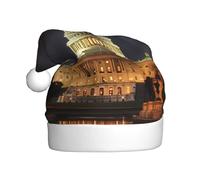 Adult plush Christmas hat HJFCZH The United States Capitol at night Prints soft and comfortable for parties dances Halloween