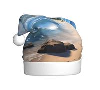 Adult plush Christmas hat MJHKXLJ Beautiful hawaii beach Printed with soft touch for Christmas party