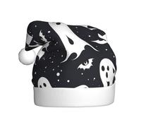 Adult plush Christmas hat MJHKXLJ black and halloween ghost Printed with soft touch for Christmas party