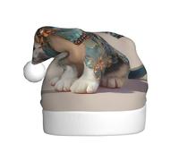 Adult plush Christmas hat MJHKXLJ Bow Tie Kitten Printed with soft touch for Christmas party