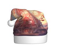 Adult plush Christmas hat MJHKXLJ Dreamy Ferris Wheel Printed with soft touch for Christmas party