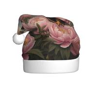 Adult plush Christmas hat MJHKXLJ Eagle among the peonies Printed with soft touch for Christmas party