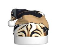 Adult plush Christmas hat MJHKXLJ Funny Cartoon Pug Puppy Dog Printed with soft touch for Christmas party