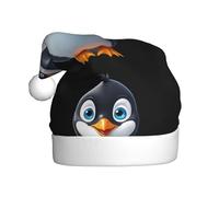 Adult plush Christmas hat MJHKXLJ Little penguin holding an apple Printed with soft touch for Christmas party