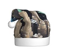 Adult plush Christmas hat MJHKXLJ New York City Scenery Printed with soft touch for Christmas party