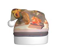 Adult plush Christmas hat MJHKXLJ Sunflowers under the windowsill Printed with soft touch for Christmas party