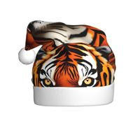 Adult plush Christmas hat MJHKXLJ Tiger Stripes Orange Pattern Printed with soft touch for Christmas party
