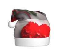 Adult plush Christmas hat MJHKXLJ Valentine's Day Red Heart Flower Printed with soft touch for Christmas party