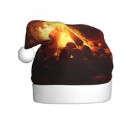 Adult plush Christmas hat WHJSHOP Beautiful bonfire Pattern with soft touch for Christmas party