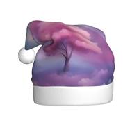 Adult plush Christmas hat WHJSHOP Blue Pink and Purple Pastel Colors Pattern with soft touch for Christmas party