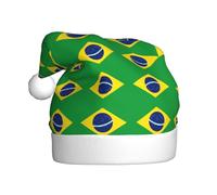 Adult plush Christmas hat WHJSHOP Brazilian flag Pattern with soft touch for Christmas party