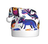 Adult plush Christmas hat WHJSHOP Colorful Dinosaur War Pattern with soft touch for Christmas party