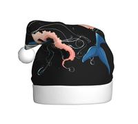 Adult plush Christmas hat WHJSHOP Dolphin and jellyfish encounter Pattern with soft touch for Christmas party