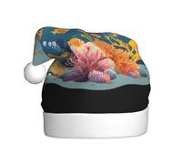 Adult plush Christmas hat WHJSHOP Fish in the coral reef Pattern with soft touch for Christmas party