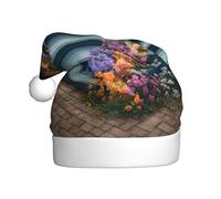 Adult plush Christmas hat WHJSHOP Flower bed on the steps Pattern with soft touch for Christmas party