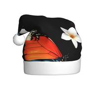 Adult plush Christmas hat WHJSHOP Flowers and butterflies dance together Pattern with soft touch for Christmas party