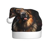 Adult plush Christmas hat WHJSHOP German Shepherd Pattern with soft touch for Christmas party