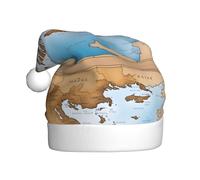 Adult plush Christmas hat WHJSHOP Greece Map Picture soft and comfortable for parties dances Halloween