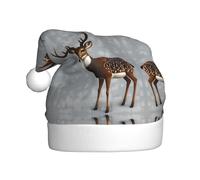 Adult plush Christmas hat WHJSHOP Grey plum deer Pattern with soft touch for Christmas party