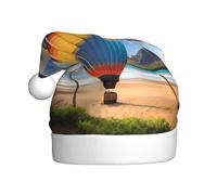 Adult plush Christmas hat WHJSHOP Hawaii Hot Air Balloon Pattern with soft touch for Christmas party suitable for men and women