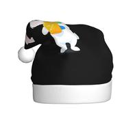 Adult plush Christmas hat WHJSHOP Little white rabbit holding a fluorescent bottle Pattern with soft touch for Christmas party