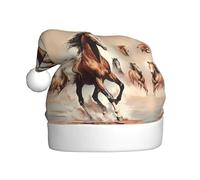 Adult plush Christmas hat WHJSHOP Prancing Brown Horse Picture soft and comfortable for parties dances Halloween