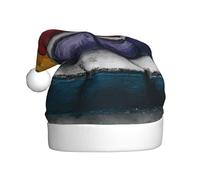 Adult plush Christmas hat WHJSHOP Rainbow Steps Pattern with soft touch for Christmas party