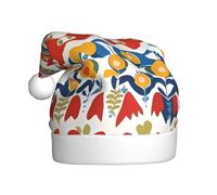 Adult plush Christmas hat WHJSHOP Runner Swedish Dala Horse Folk Pattern with soft touch for Christmas party suitable for men and women
