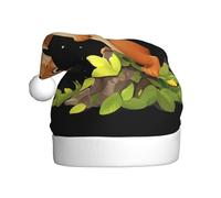 Adult plush Christmas hat WHJSHOP Squirrel chasing butterflies Pattern soft and comfortable for parties dances Halloween