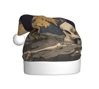 Adult plush Christmas hat WHJSHOP The crow on the skull Pattern with soft touch for Christmas party
