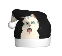 Adult plush Christmas hat WHJSHOP Timid scared cat Pattern with soft touch for Christmas party
