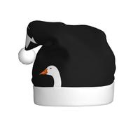 Adult plush Christmas hat WHJSHOP White goose gliding on the ice Pattern with soft touch for Christmas party