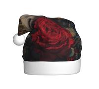 Adult plush Christmas hat WHJSHOP Wolf among the red roses Pattern soft and comfortable for parties dances Halloween