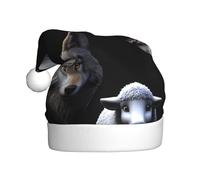 Adult plush Christmas hat WHJSHOP Wolf and little sheep Pattern soft and comfortable for parties dances Halloween