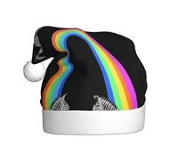 Adult plush Christmas hat WHJSHOP Zebra crossing the rainbow Pattern with soft touch for Christmas party