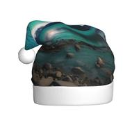 Adult plush Christmas hat WHJSSF Green Aurora Borealis Printed soft and comfortable for parties dances Halloween
