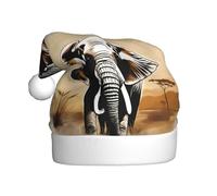 Adult plush Christmas hat YYHHAOFA African Elephant Picture with soft touch for Christmas party